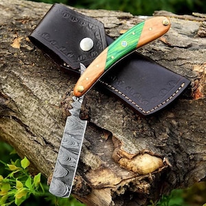 Handmade Damascus Steel Straight Razor – Premium Custom Shaving Razor, Professional Barber Tool, Luxury Grooming Blade, Groomsman Gift him