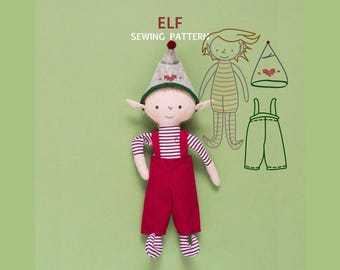 Elf Doll Sewing Pattern PDF: DIY Christmas Plush with Clothes
