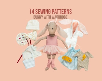 Bunny Rabbit Doll with Playful Costumes | Sewing Pattern PDF + Video