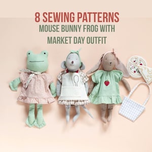 Maus / Hase / Frosch mit Markttag-Outfit | Schnittmuster PDF + Video