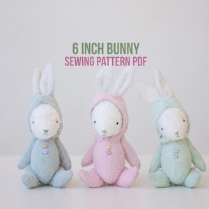 Bunny Sewing Pattern PDF | 6 inch Plush Rabbit Doll | DIY Teddy Bear Style Toy