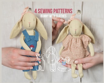 Bunny Doll with Favorite Outfits | Sewing Pattern PDF + Video