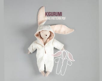 Bunny Animal Onesie Kigurumi Doll Clothes Sewing Pattern PDF