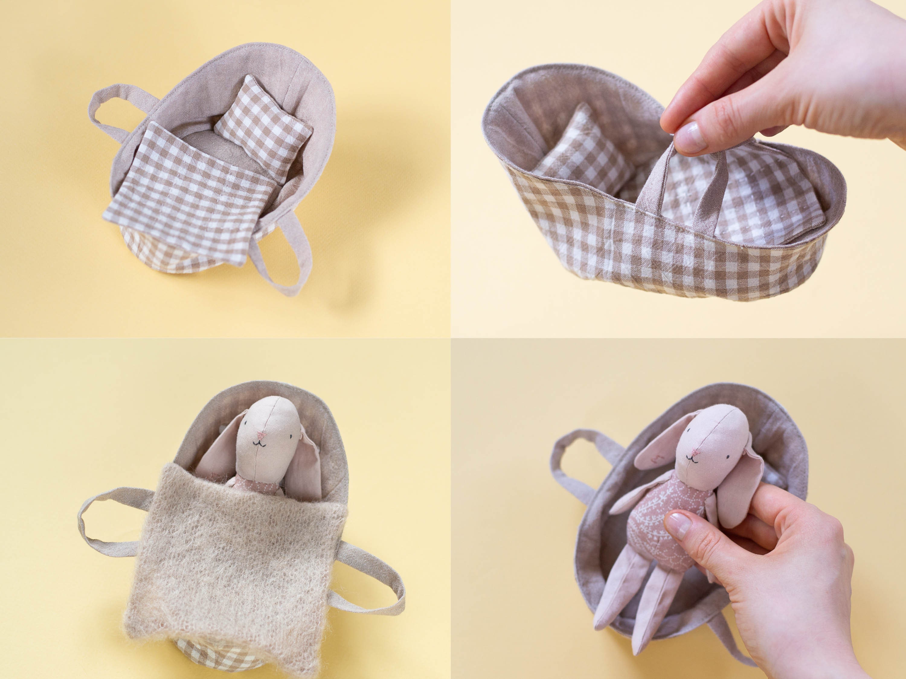 Mini Bunny Doll With Carrycot Sewing Pattern PDF Video Tutorial Etsy