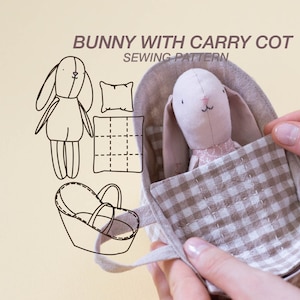 DIY Bunny Rabbit Doll with Carrycot – PDF Sewing Pattern + Video Tutorial for Handmade Dolls