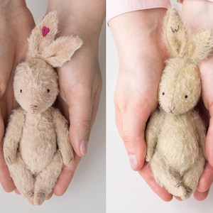 Teddy Bunny Sewing Pattern PDF – 6&quot; Plush Rabbit in Viscose or Mohair – Jointed Stuffed Animal Toy Pattern – DIY Vintage Bunny