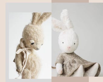 Patrón de costura de conejito: 2 peluches de mohair (PDF)