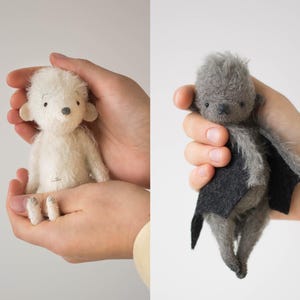 Teddy Mouse and Bat Sewing Pattern: 6" Jointed Plush Toys (PDF)