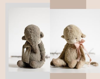 Elephant and Monkey Sewing Pattern: 6" Jointed Plush Animals (PDF)