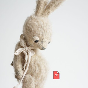 Fluffy Bunny Sewing Pattern PDF | 7’’ Jointed Rabbit Soft Toy | Mohair Teddy Bear Style Doll Tutorial