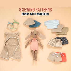 Bunny Rabbit Doll with Summer Wardrobe | Sewing Pattern PDF + Video