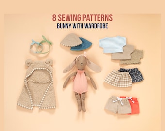 Bunny Rabbit Doll with Summer Wardrobe | Sewing Pattern PDF + Video
