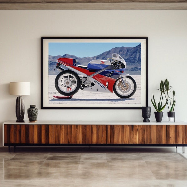 Set n.6 - Honda HRC VFR750R RC30 at the Bonneville Salt Flats, digital download, motorcycles, downloadable prints, fine art, poster