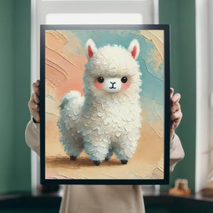 Póster de Llama Bebé para Habitación Infantil – Adorables Animales Bebé – Impresión Digital de Imágenes de Animales – Decoración de Pared en Tamaño A4 y 40 x 40 cm para Imprimir – Decoración de Habitación de Bebé