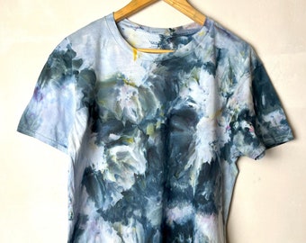 Ice Dye/Tie Dye (Batik) Rabenschwarz und Eisblau Shirt