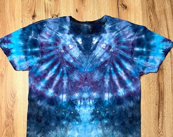 Tie Dye Shirt Phoenix with Multiple Blue Colors - Size L