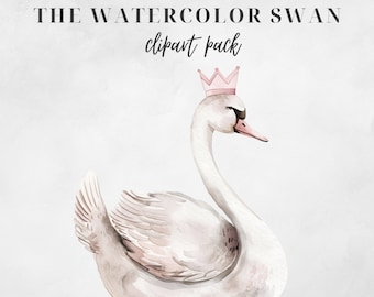 Watercolor Swan Clipart, Single Image, Transparent PNG, Junk Journal, Instant Download, Paper Craft, Invitation, Swan PNG, Nursery Clipart