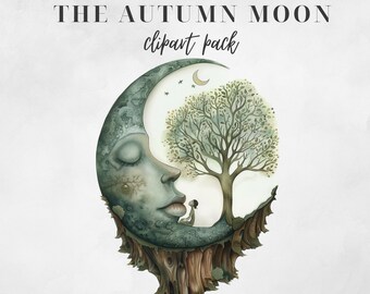 Imágenes Prediseñadas de Luna de Otoño, Imágenes Prediseñadas de una sola imagen, PNG transparente, Diario basura, Descarga instantánea, Imágenes Prediseñadas de Luna, PNG de Luna, Imágenes Prediseñadas de Luna, PNG de Luna