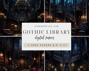 Gothic Library Junk Journal Page, Instant Download, JPEG pages, JPG, 300DPI, US Letter Size, Printable Junk Journal, Digital Background