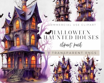 Halloween Haunted House Clipart, Transparent PNG, Junk Journal, Instant Download, Halloween Clipart, Haunted House Clipart, Halloween PNG