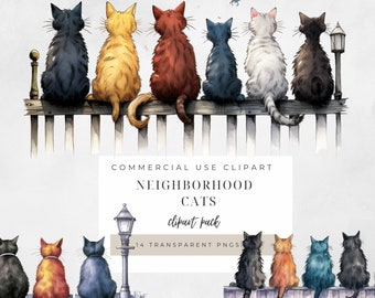 Gatti sul recinto Clipart, PNG trasparente, Download istantaneo, PNG gatto eccentrico, Silhouette gatto, Sublimazione gatto, Clipart gatto divertente, Clipart animali domestici