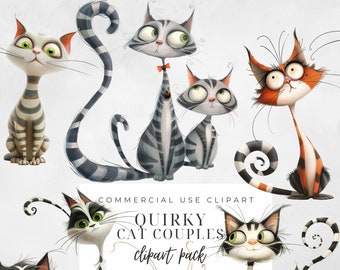 Eigenzinnige kat clipart, transparante PNG, Instant Download, grappige eigenzinnige kat PNG clipart bundel, 300DPI afbeeldingen, papier ambachtelijke, junk Journal, grappig