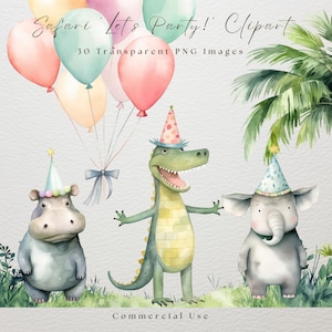 Safari Party Clipart, Wild One Clipart, Wild One Einladung, Safari-Geburtstagsfeier, digitaler Download, Aquarell Safari Dschungel PNG, Löwe PNG