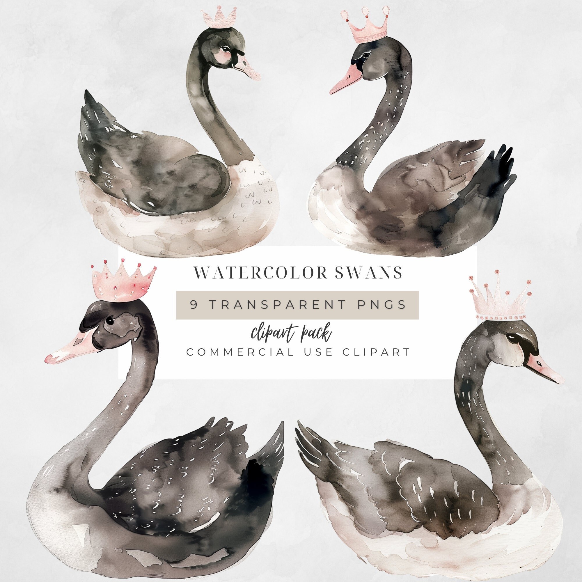 Watercolor Swan Clipart Transparent PNG, Junk Journal, Instant Download ...