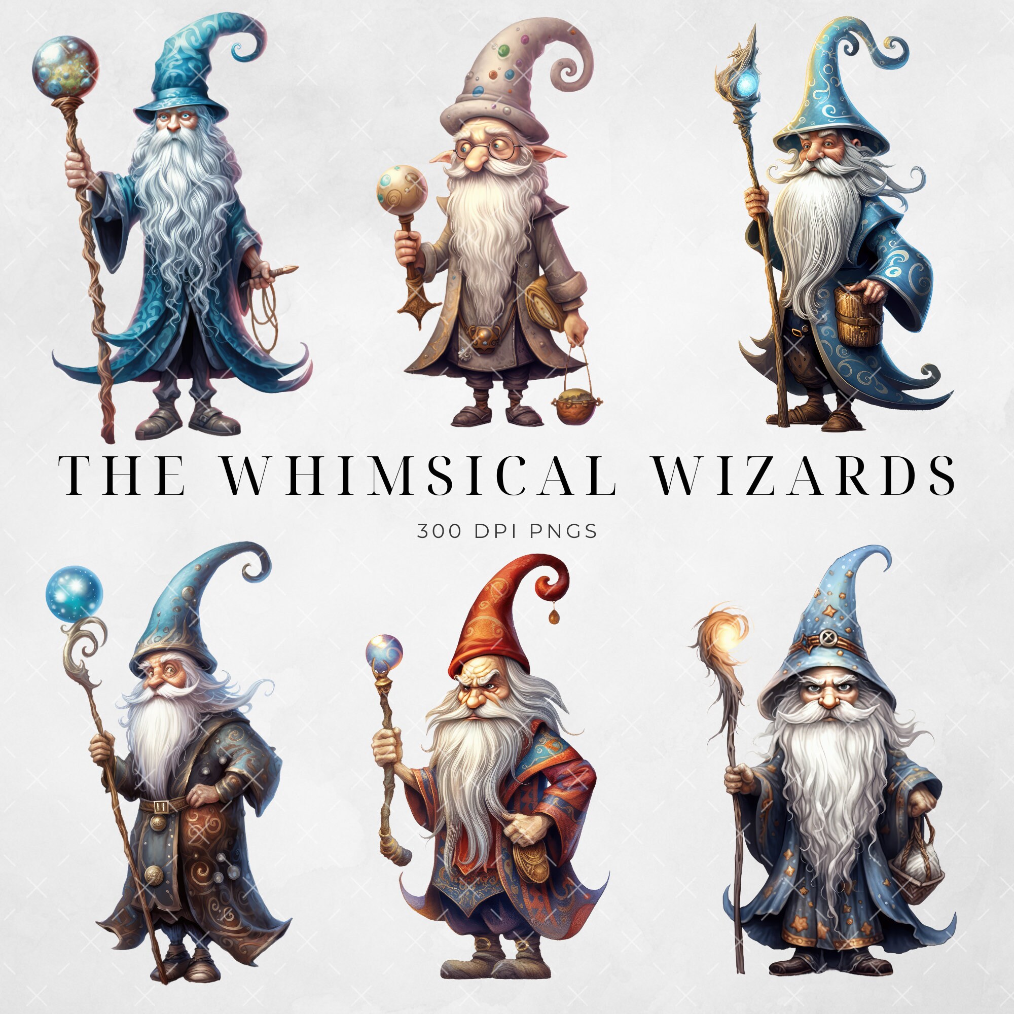 Whimsy Wizard The Whimsical Wizards Clipart, Transparent PNG, Junk Journal, Instant ...