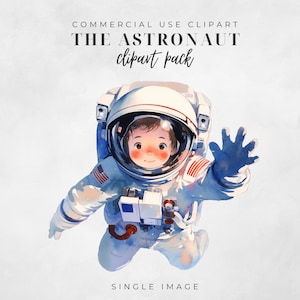 El astronauta Clipart, imágenes prediseñadas de una sola imagen, PNG transparente, diario basura, descarga instantánea, imágenes prediseñadas espaciales, astronauta PNG, cumpleaños espacial