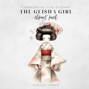 De Geisha Girl Clipart, Single Image Clipart, transparante PNG, Junk Journal, Instant Download, Japanse Clipart, Geisha PNG, Japans meisje