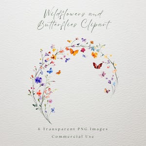 Watercolor Wildflower Clipart, Watercolor Wild Flower Border, WildFlower PNG, Watercolor Flowers, Wedding Clipart, Floral Border Clipart