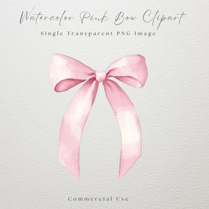Clipart de laço rosa aquarela, imagem única, PNG transparente, diário de lixo, download instantâneo, convite, clipart de fita coquete rosa