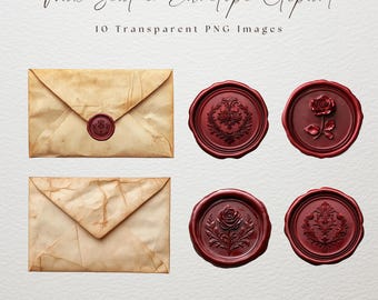 Wax Seal Clipart, Wax Seal PNG, Transparent PNG, Digital Download, Vintage Envelope Clipart, Red Wax Seal PNG, Vintage Wax Seal, Wedding png