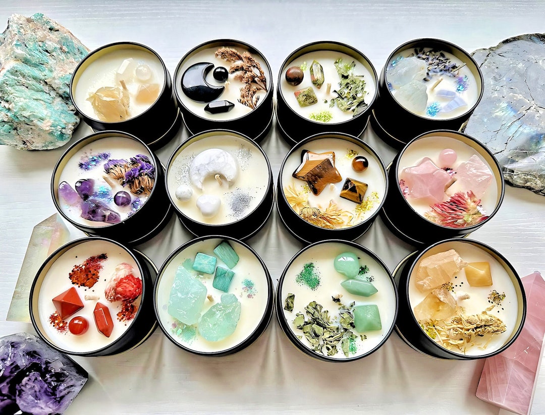 Candle Soy Candles Gift Sets Horoscope Candle With Crystal Etsy