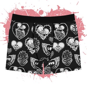 Dark Hearts Boxer Briefs | Valentine's Day Punk Goth Skater Kawaii Pastel Goth Grim Reaper Hearts Love Skull Halloween Loungewear Gifts