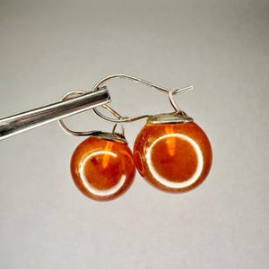 Women's earrings, round cognac stone, classic women's earrings made of 875 silver, vintage earrings / gift for mom/vintage earrings 60's