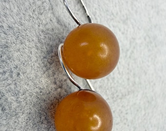 Vintage USSR 875 silver baltic, amber ball drop earrings star sickle marked