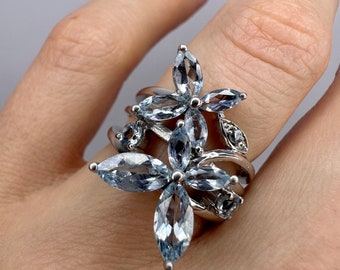 925 Sterling Silver Flower Ring Jewelry for Women Size 6.5