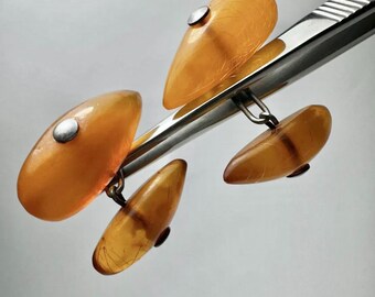 Vintage Silver 875 Cufflinks with Yellow Stone from USSR