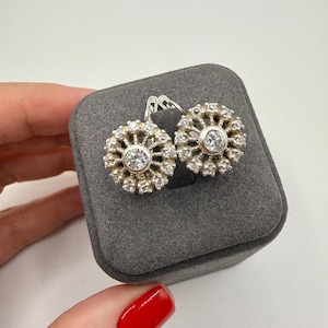 Vintage Soviet "Malinki" earrings made of 925 sterling silver.Women's jewelry of the USSR