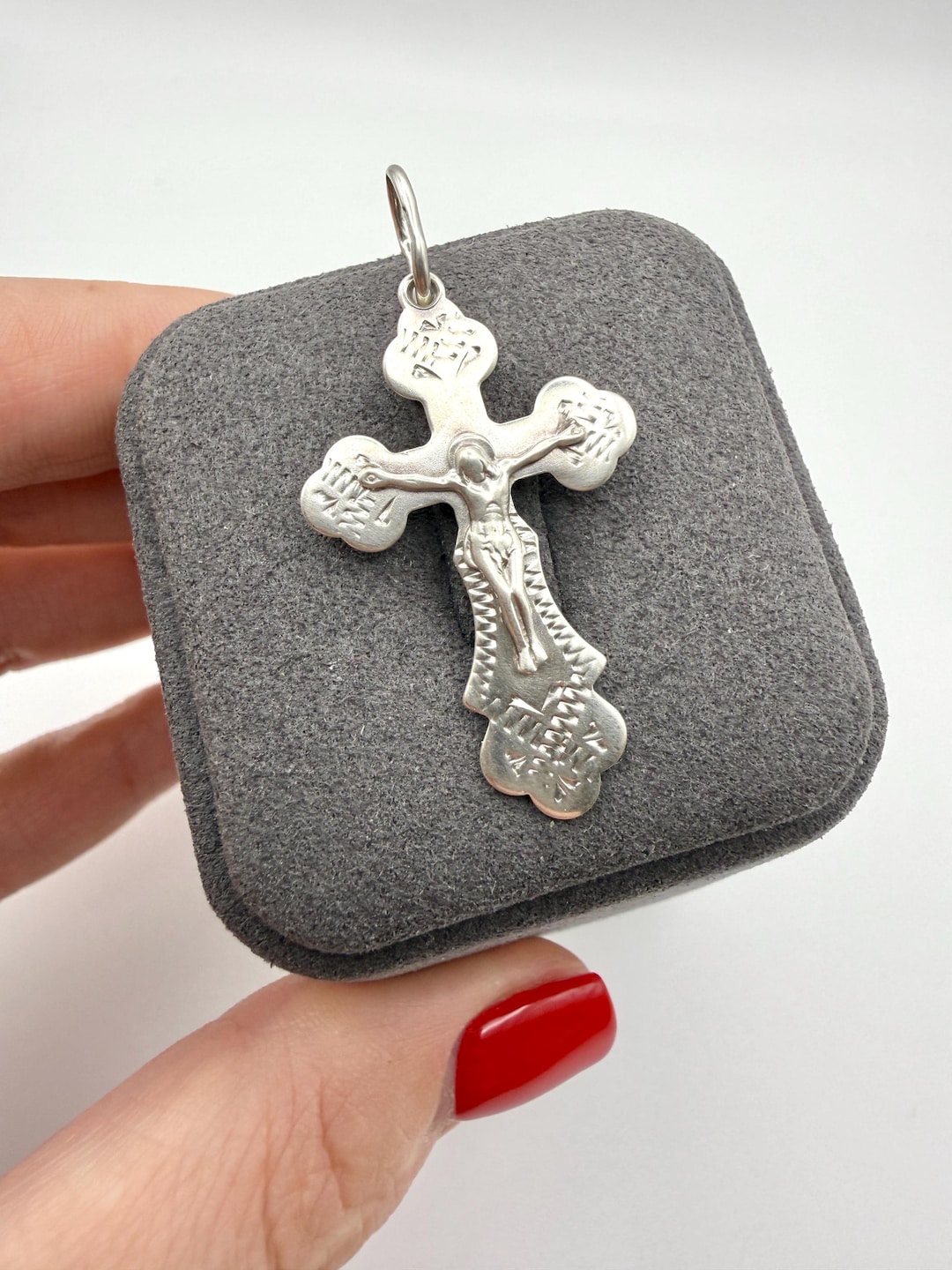925 Sterling Silver Orthodox Crucifix Cross Pendant Vintage Save ...