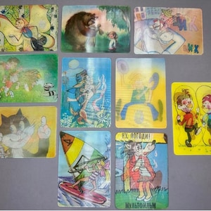 Russische 3D-Kalender,Sowjetischer Taschenkalender,Sowjetische Cartoons, UdSSR 3D-Bilder, UdSSR-Überlaufkalender,10 Stk.