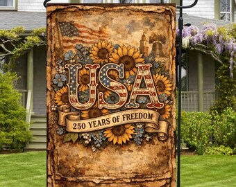 Bandera de jardín del 250 aniversario de EE. UU., 1776-2026, decoración patriótica para exteriores, bandera de jardín del semiquincenario estadounidense.