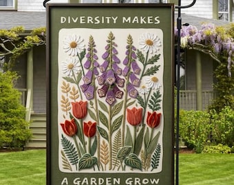 Bandera de jardín con diseño floral sutil anti-Trump, bandera de jardín FDT, letrero de jardín con margaritas y tulipanes, regalo feminista, bandera con letreros políticos