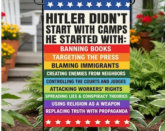 Bandera de jardín antifascista, bandera de jardín anti-Trump, bandera de protesta de advertencia contra el fascismo, decoración política progresista para el jardín, bandera de resistencia a la democracia