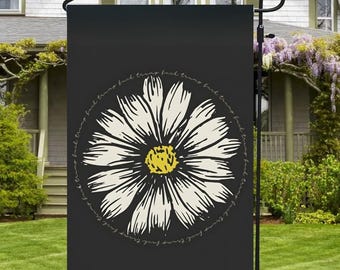 Bandera de jardín anti-Trump con diseño floral de margaritas, pancarta de protesta política sutil, decoración vintage para el jardín, letrero liberal, bandera de protesta floral, bandera FDT con margaritas