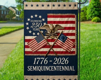 Bandera de jardín de los 250 años de Estados Unidos, bandera patriótica del 250 aniversario de EE. UU., conmemorativa 1776-2026, regalo patriótico para celebrar el aniversario