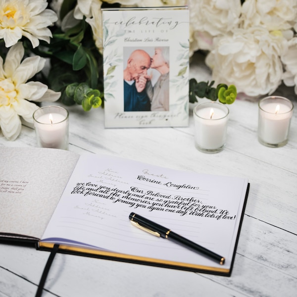 Personalized Celebration of Life Funeral Guest Book Registry Photo Book In Loving Memory Condolence Book Memorial Service Signing Guest Book