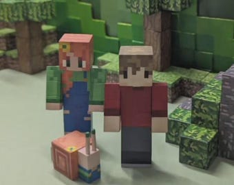 Your Own Custom Skin figures made from wooden blocks and hand painted.